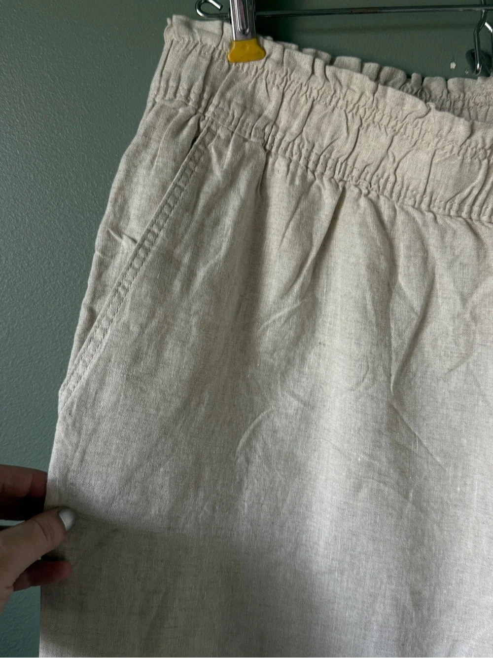 H&M Light Beige 100% Linen Pull-On Pant - Size L